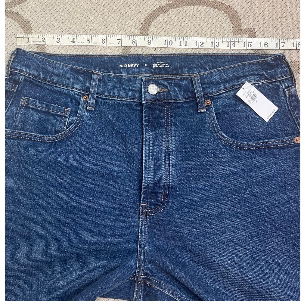 Old Navy Mid-Rise The Slouchy Straight Leg Marin blue jeans, size 8, NWT - Picture 5 of 15